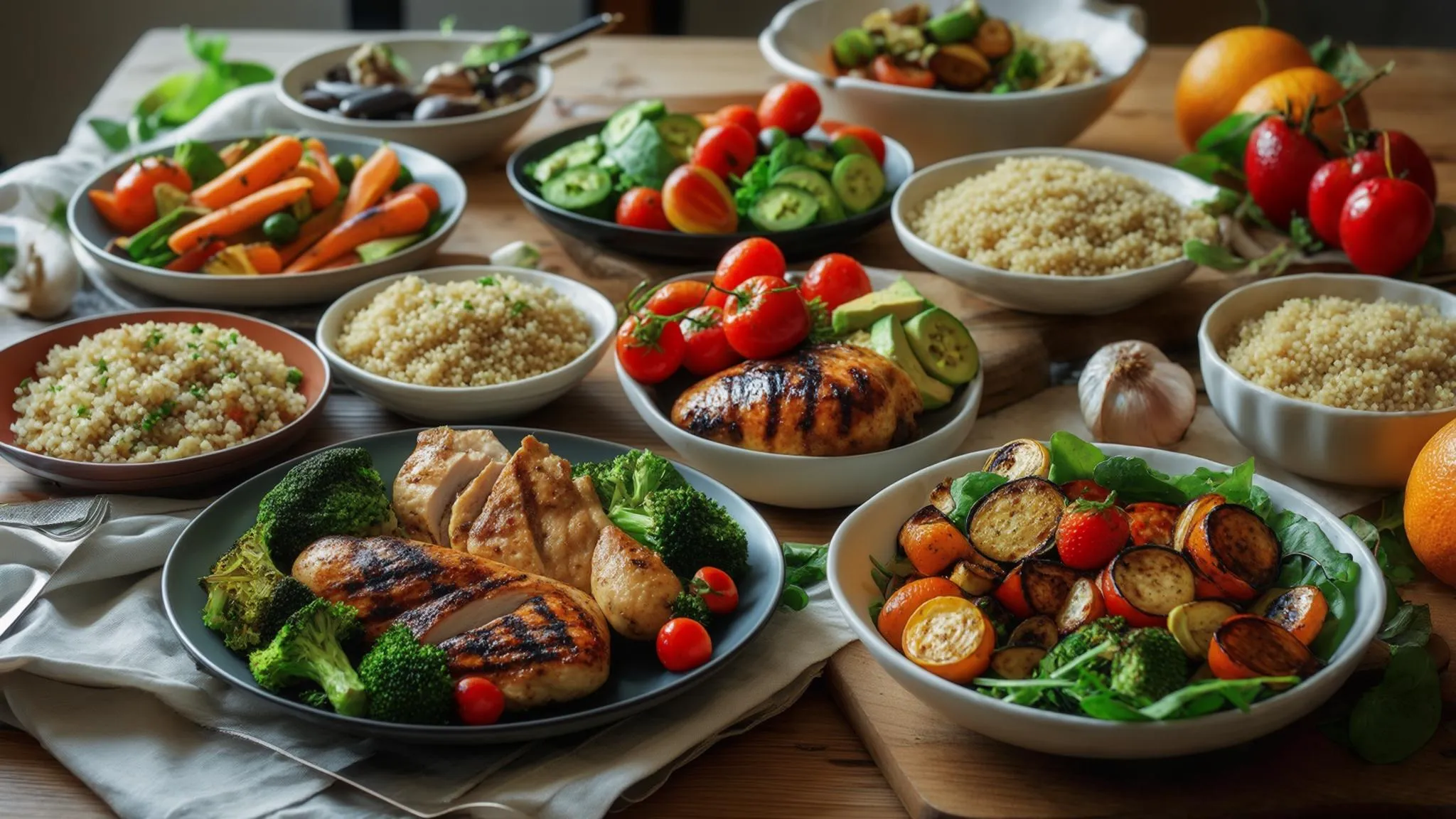 Shared dining table with seasonal dishes